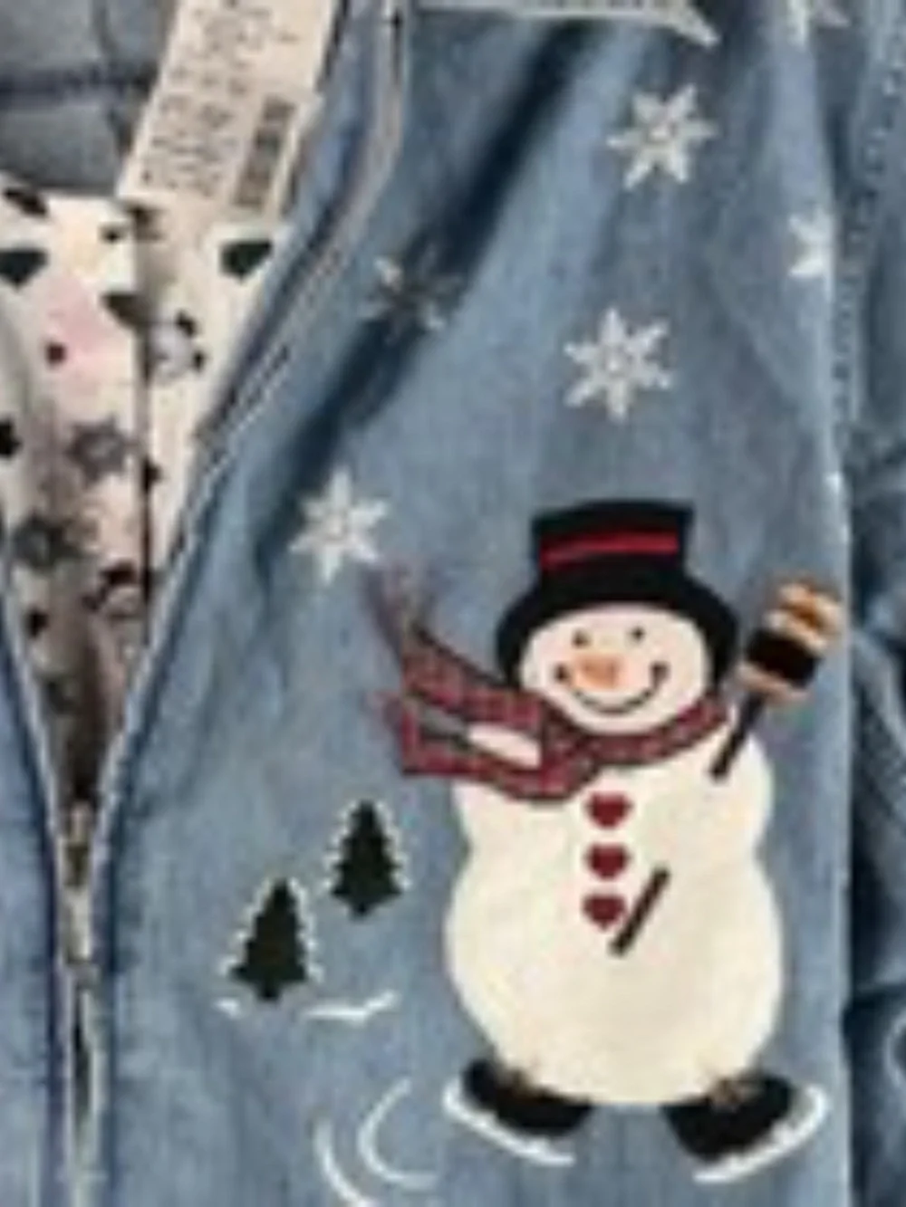 Fashion Bug women's 18/20W collared full zip Long Sleeve Shirt With Tank Snowman